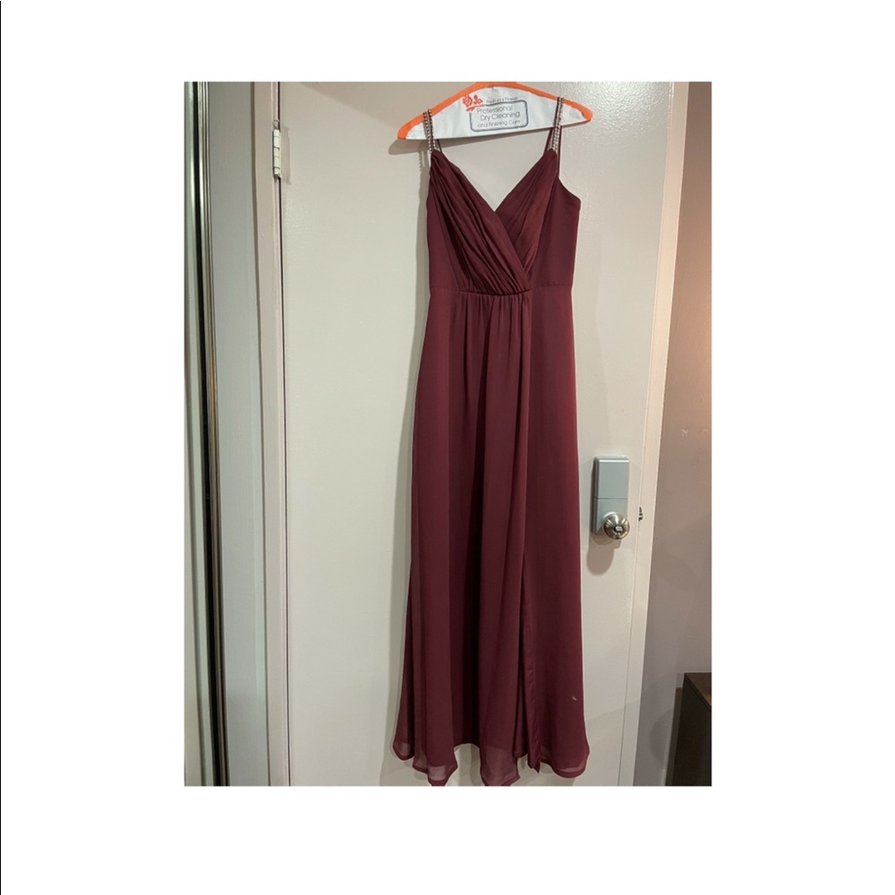 Long Bridesmaid Dress with Beaded Straps